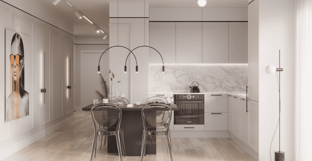 Jasne meble kuchenna w zabudowie 