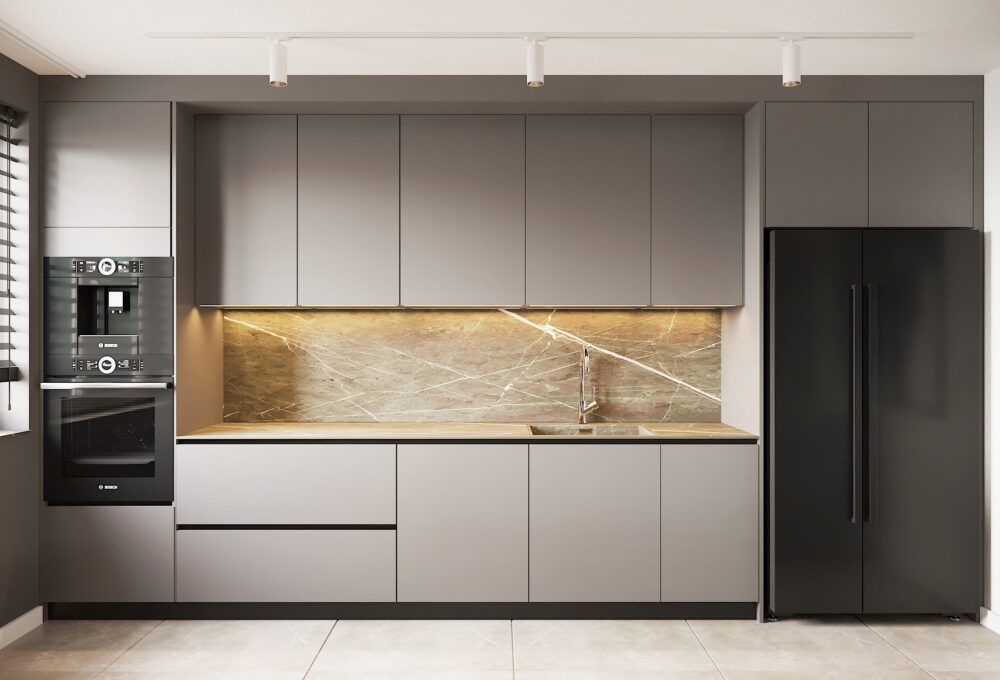 Ciemna minimalistyczna kuchnia 